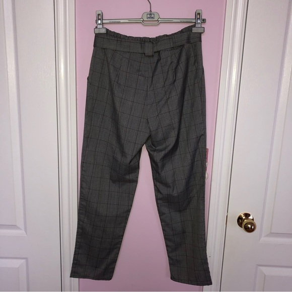 Forever 21 Plaid Paper Bag Waist Ankle Pants with Tie - Picture 2 of 5
